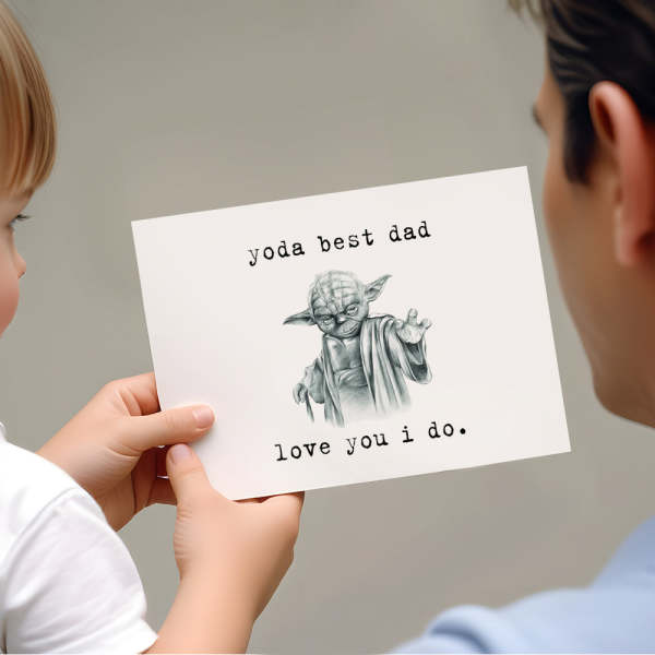 Funny Father's Day Card Star Wars Card Yoda Best Dad Card for Husband - photowatch