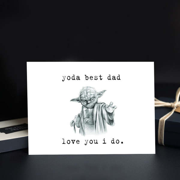 Funny Father's Day Card Star Wars Card Yoda Best Dad Card for Husband - photowatch