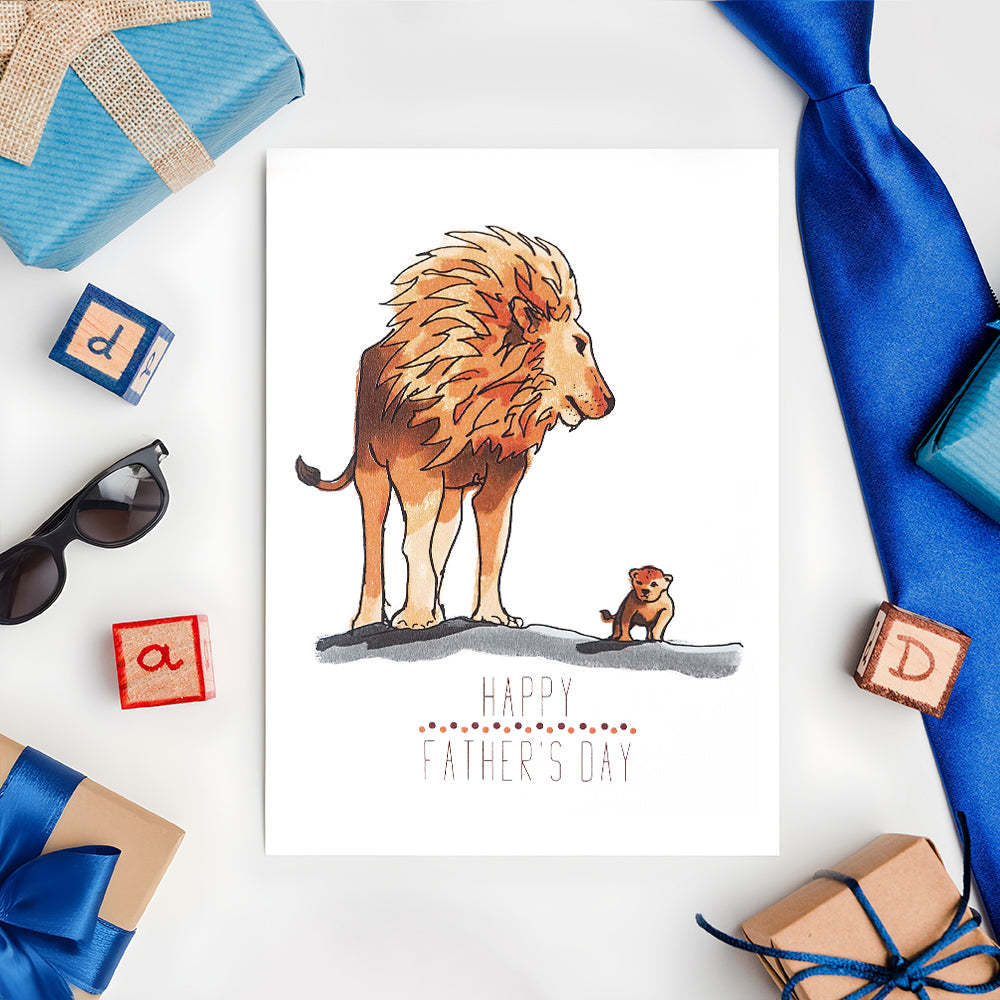 Father's Day Card Lion Father's Day Card Greeting Card for Dad - photowatch