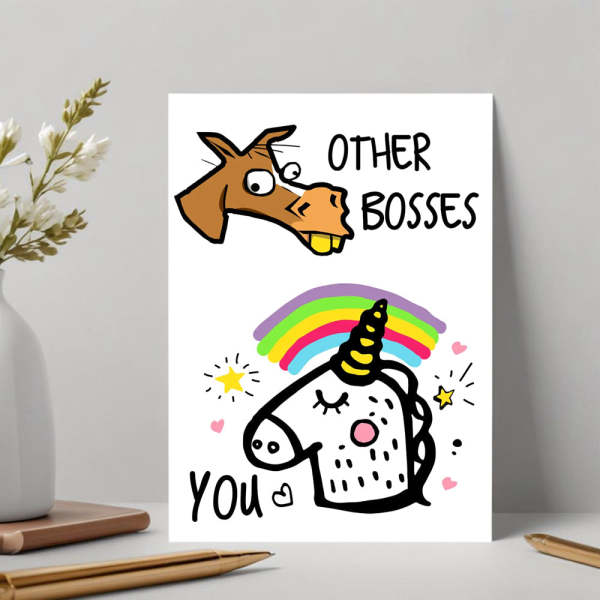 Funny Boss Card Boss Birthday Greeting Card Boss's Day Card for Boss - Myphotomugs