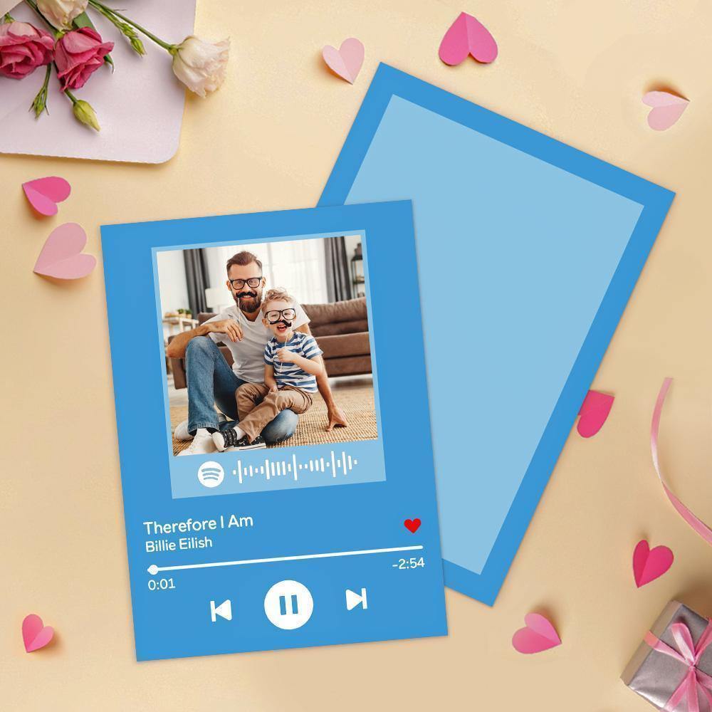 Custom Spotify Code Music Blue Photo Cards For Dad - photowatch