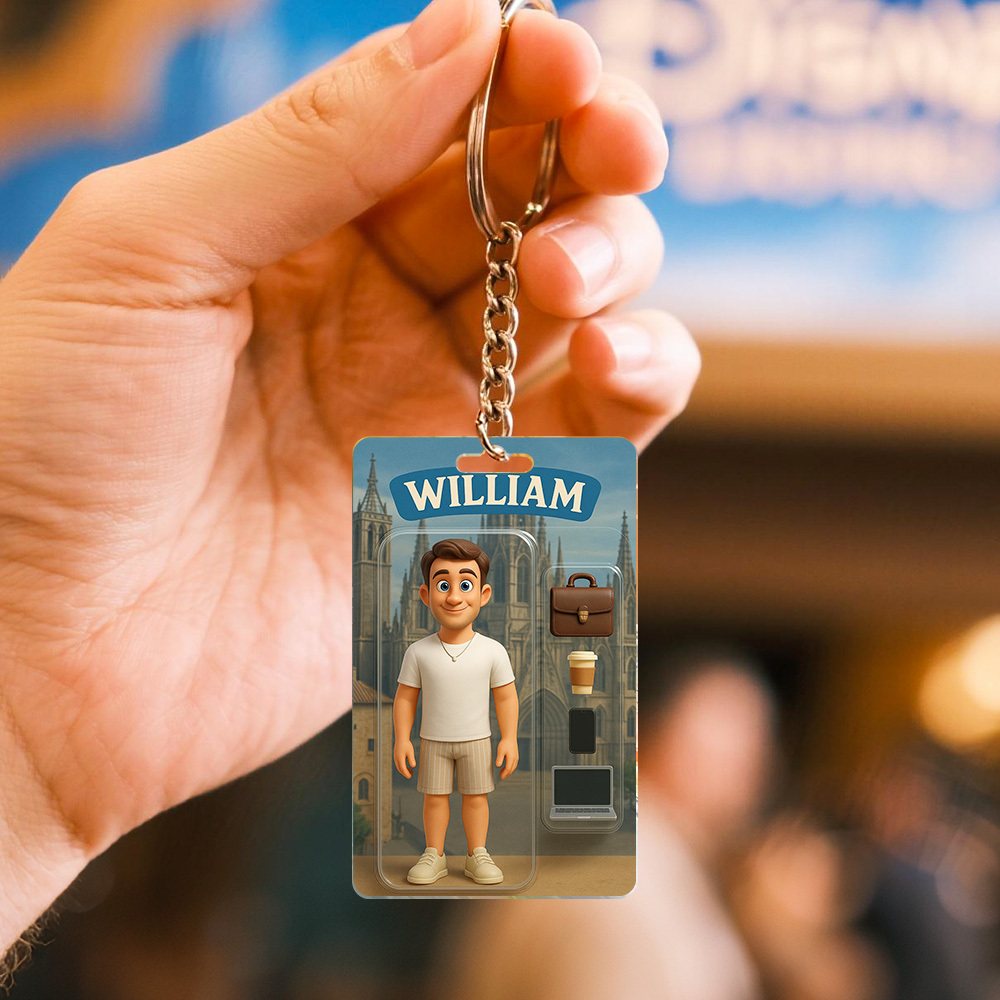 Fully Body Customizable 3D Effect Action Figure Pack Packaging Toy Box Style Art Gift Personalized Acrylic Keychain Gift for Him