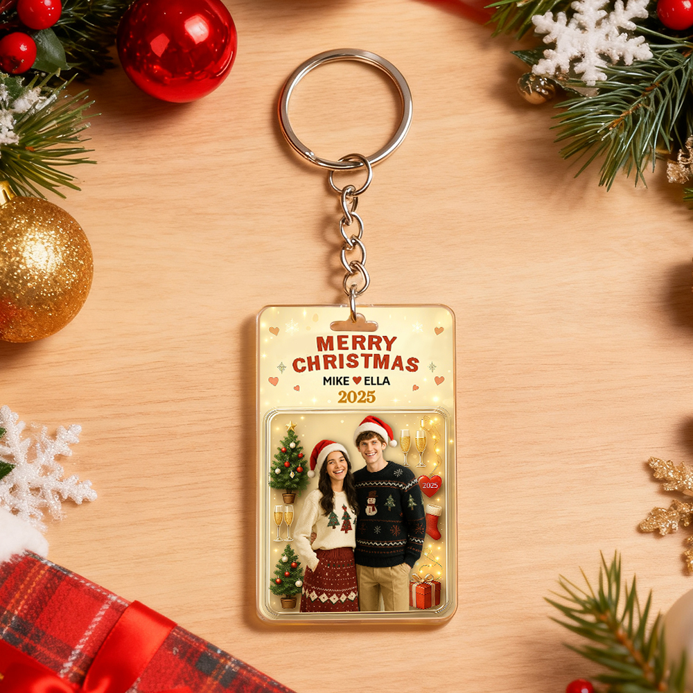 Personalized Christmas Action Figure Keychain, A Heartwarming Holiday Keepsake, Best Christmas Gift for Husband, Wife, Family, Mum, Dad - Photowatch