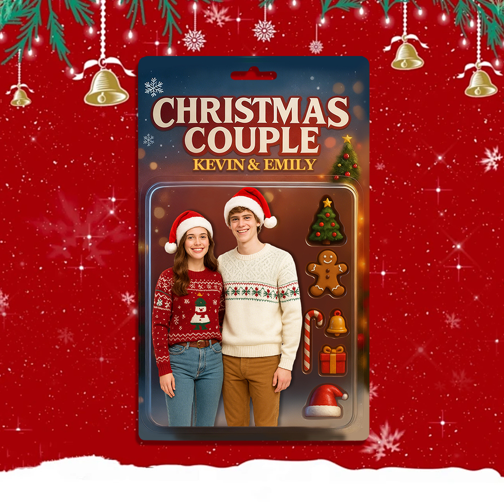 Custom Christmas Couple Action Figure Keychain, A Heartwarming Holiday Keepsake, Best Christmas Gift for Him - Photowatch