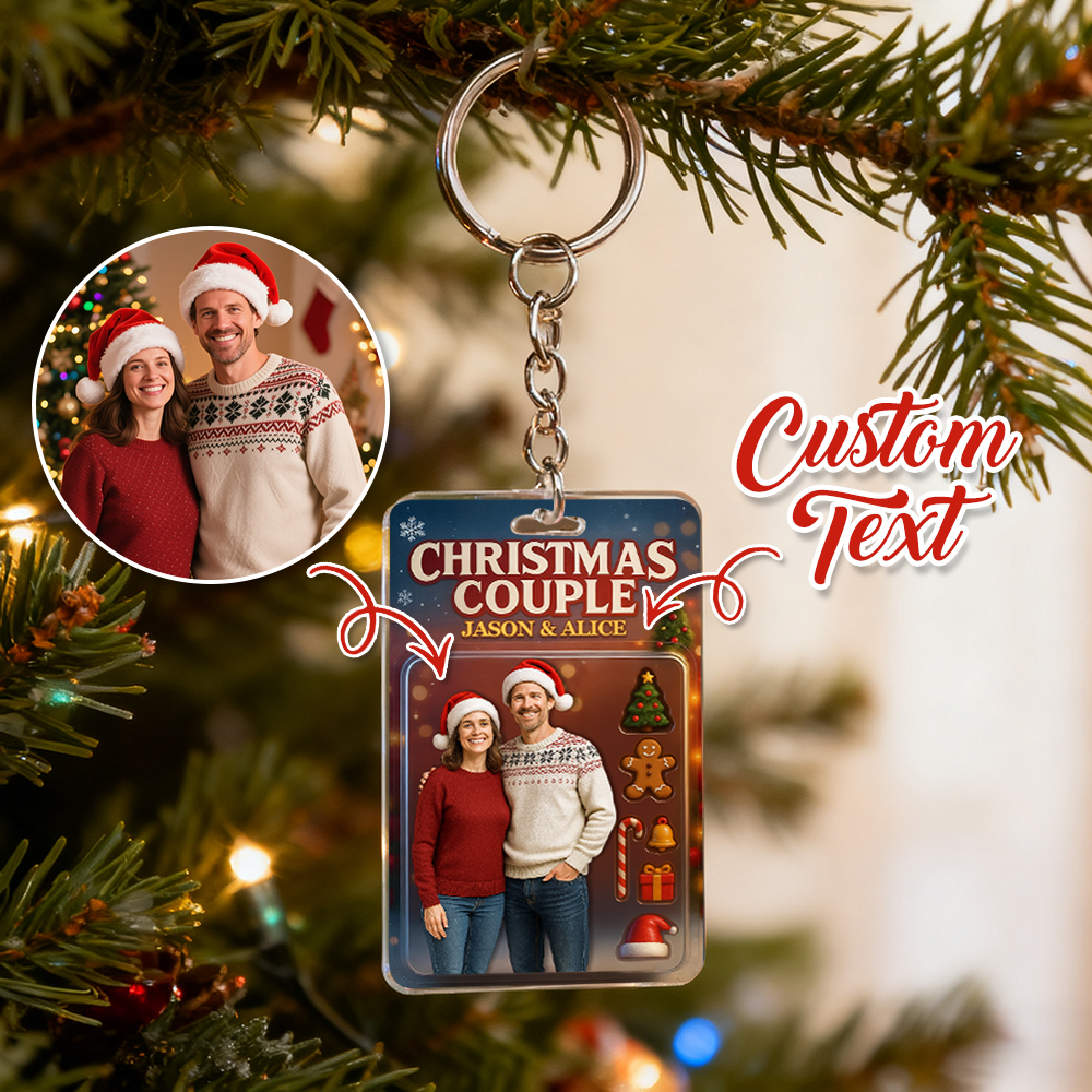 Custom Christmas Couple Action Figure Keychain, A Heartwarming Holiday Keepsake, Best Christmas Gift for Him - Photowatch