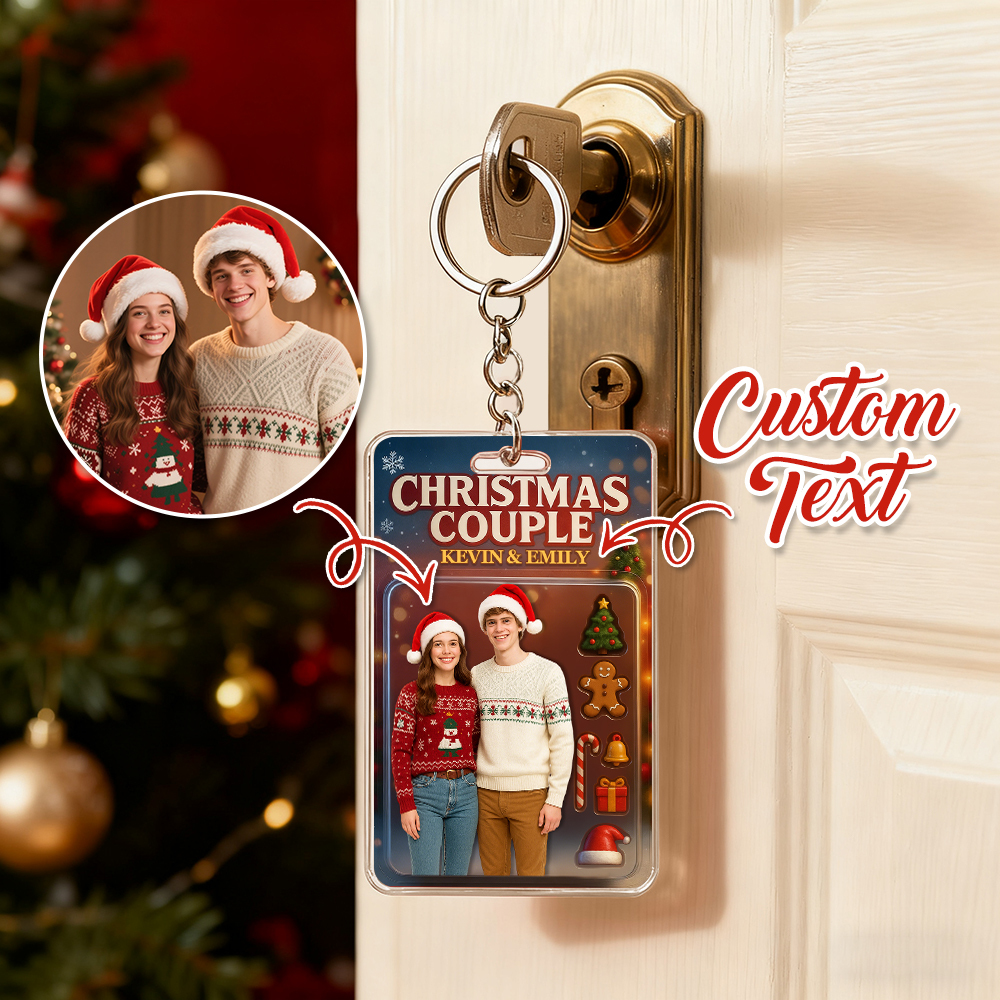 Custom Christmas Couple Action Figure Keychain, A Heartwarming Holiday Keepsake, Best Christmas Gift for Him - Photowatch