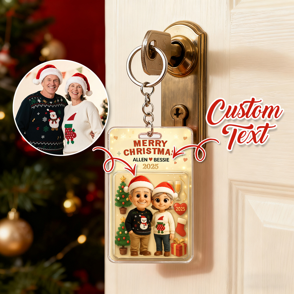Personalized Christmas Action Figure Keychain, A Heartwarming Holiday Keepsake, Best Christmas Gift for Husband, Wife, Family, Mum, Dad - Photowatch