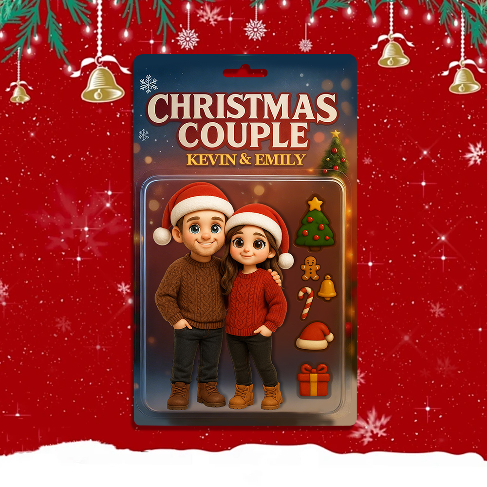 Custom Christmas Couple Action Figure Keychain, A Heartwarming Holiday Keepsake, Best Christmas Gift for Him - Photowatch