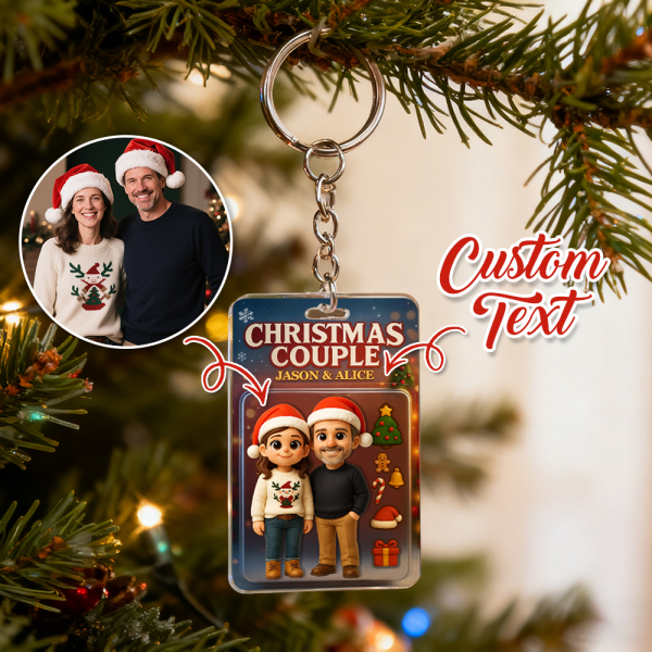 Custom Christmas Couple Action Figure Keychain, A Heartwarming Holiday Keepsake, Best Christmas Gift for Him - Photowatch