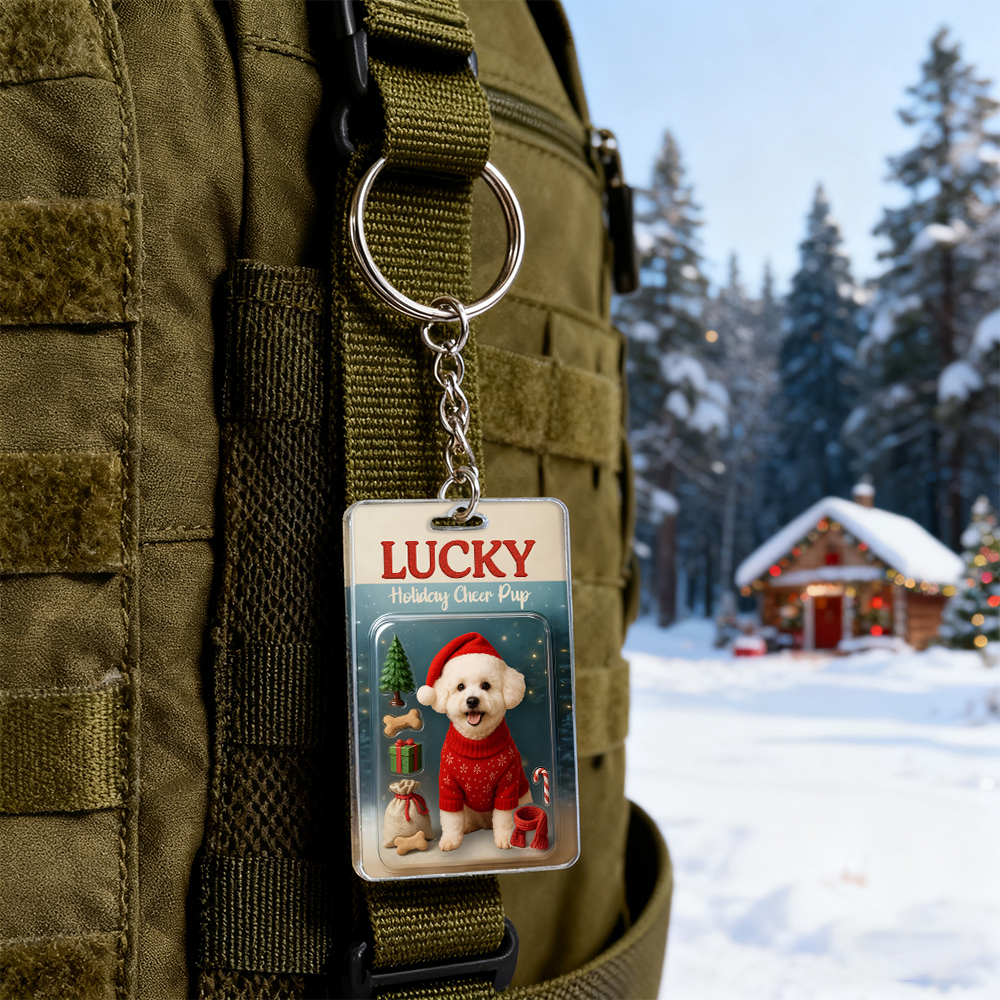 Personalized Squatting Pet Dog Keychain A Heartwarming Holiday Keepsake Unique Gift for Dog Lovers - Photowatch