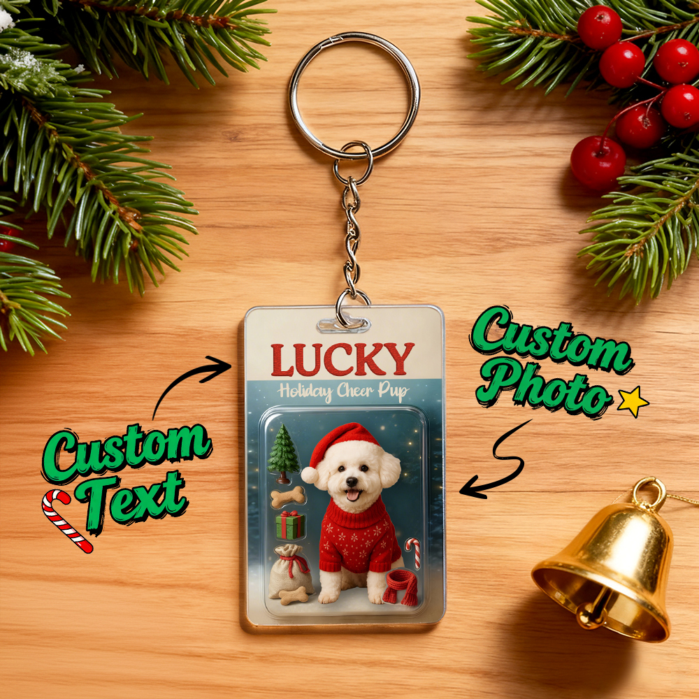 Personalized Squatting Pet Dog Keychain A Heartwarming Holiday Keepsake Unique Gift for Dog Lovers - Photowatch