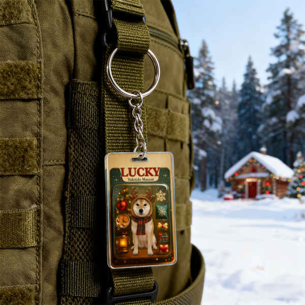 Personalized Squatting Pet Dog Keychain A Heartwarming Holiday Keepsake Unique Gift for Dog Lovers - Photowatch