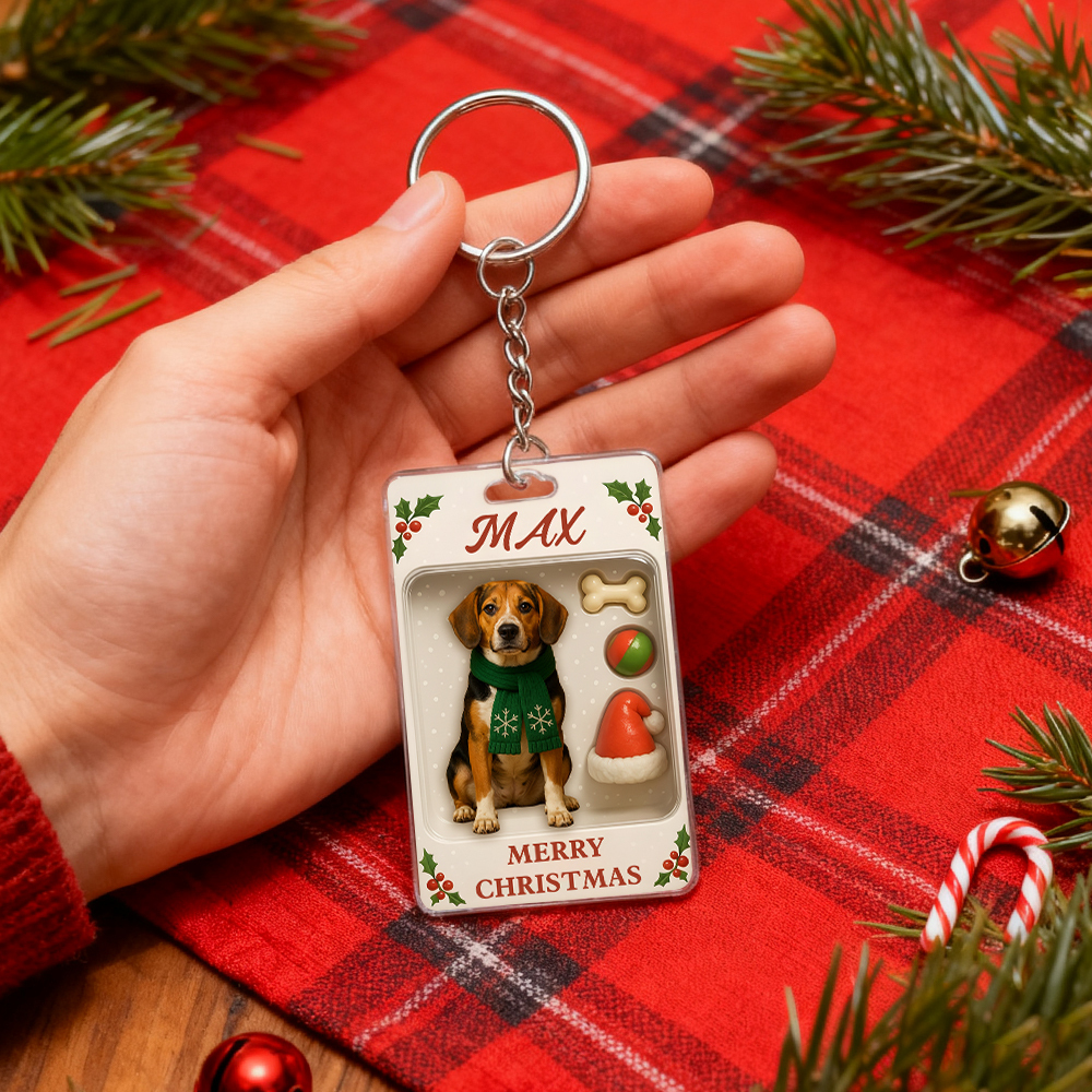 Personalized Squatting Pet Dog Keychain A Heartwarming Holiday Keepsake Unique Gift for Dog Lovers - Photowatch
