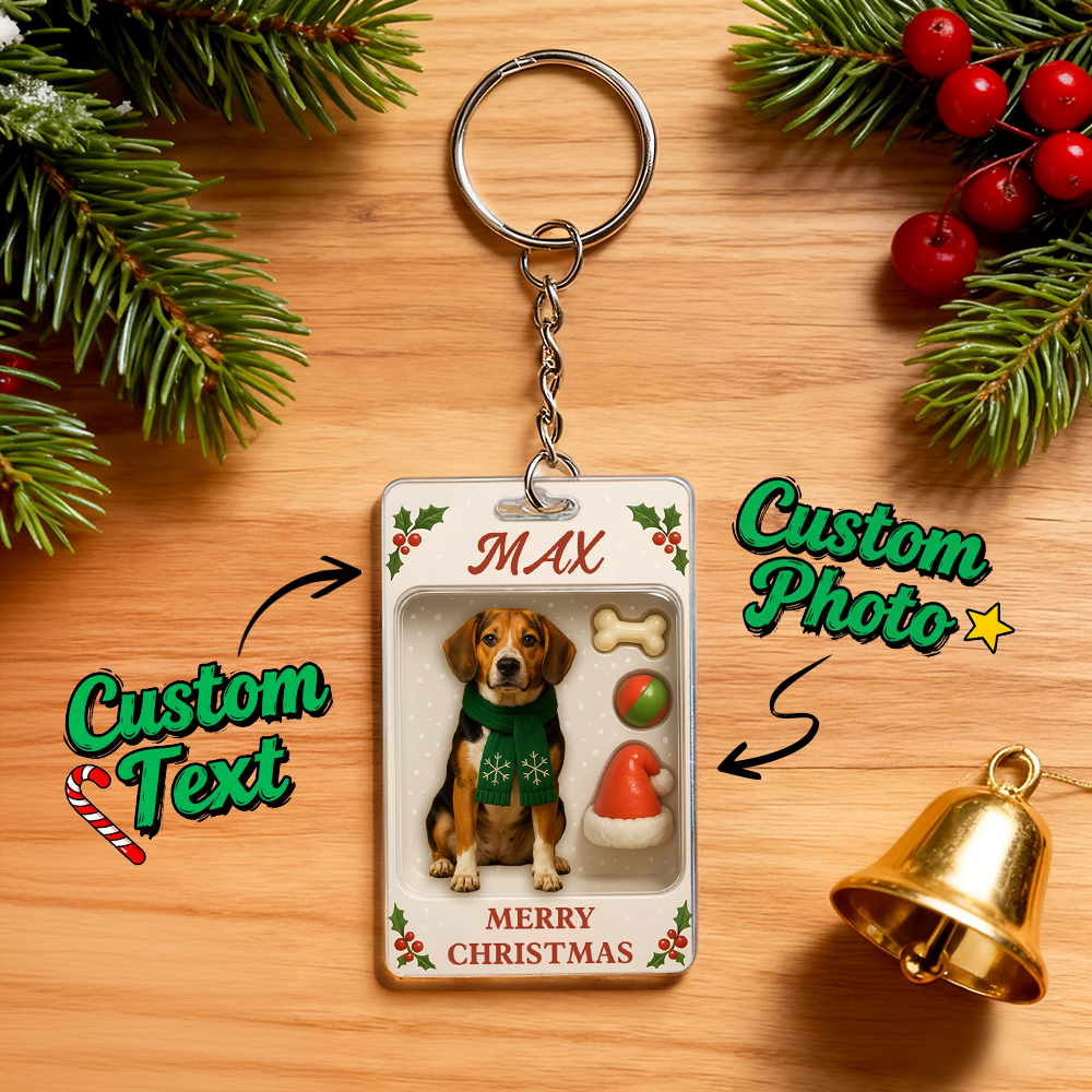 Personalized Squatting Pet Dog Keychain A Heartwarming Holiday Keepsake Unique Gift for Dog Lovers - Photowatch