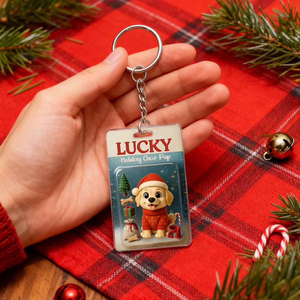 Personalized Squatting Pet Dog Keychain A Heartwarming Holiday Keepsake Unique Gift for Dog Lovers - Photowatch