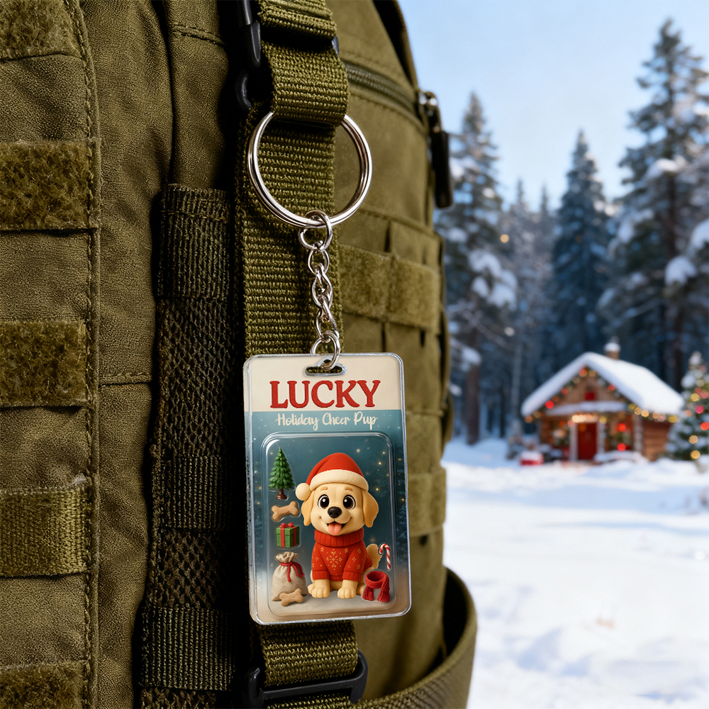 Personalized Squatting Pet Dog Keychain A Heartwarming Holiday Keepsake Unique Gift for Dog Lovers - Photowatch