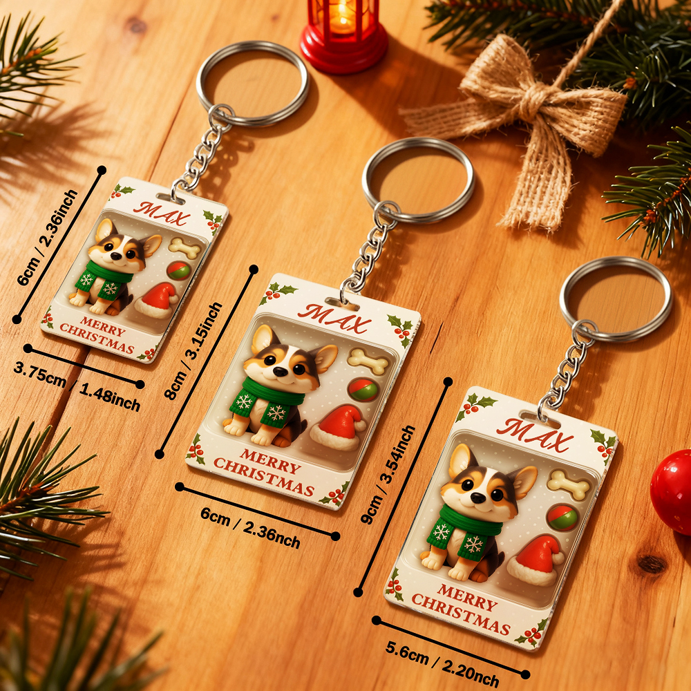 Personalized Squatting Pet Dog Keychain A Heartwarming Holiday Keepsake Unique Gift for Dog Lovers - Photowatch