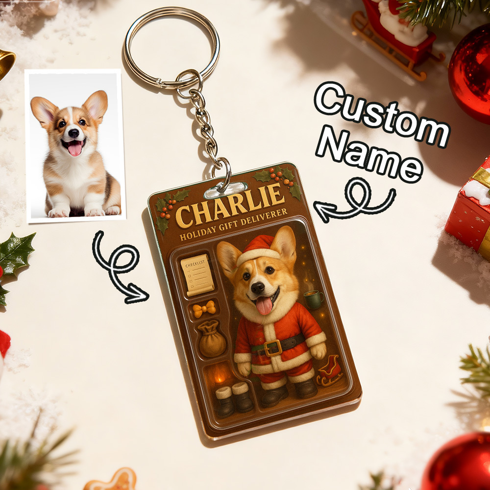 Personalized Standing Pet Dog Keychain A Heartwarming Holiday Keepsake Unique Gift for Dog Lovers - Photowatch