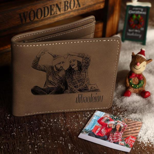 Custom Photo Engraved Short Wallet Father's Day Presents For New Dads From Wife - firstfathersdaygifts