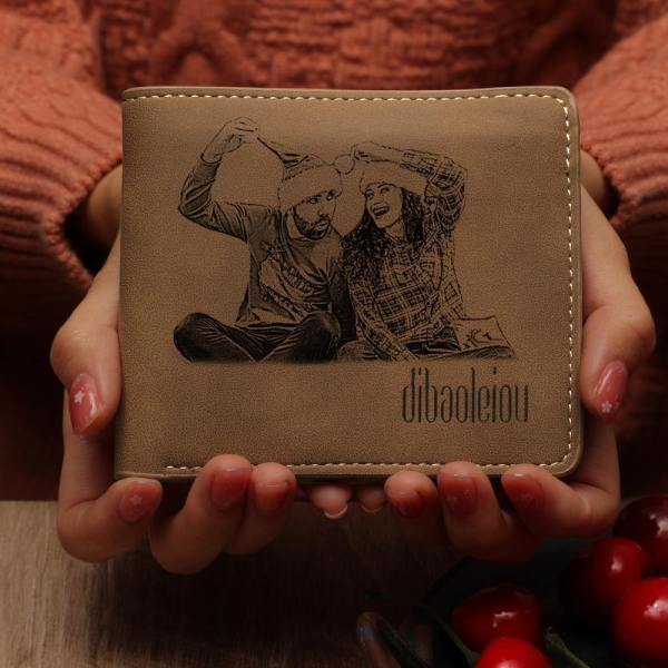 Custom Photo Engraved Short Wallet Father's Day Presents For New Dads From Wife - firstfathersdaygifts