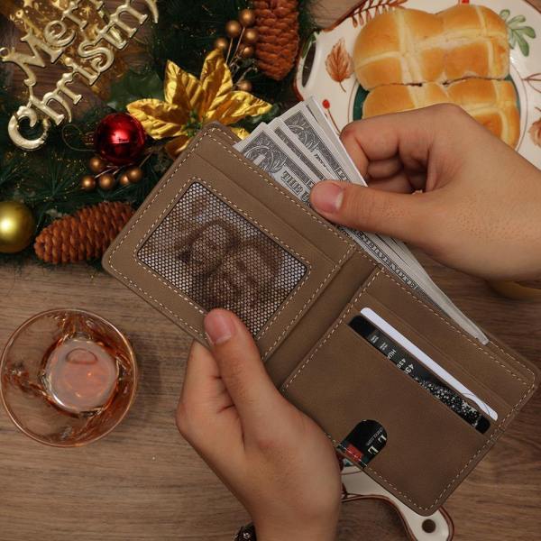 Custom Photo Engraved Short Wallet Father's Day Presents For New Dads From Wife - firstfathersdaygifts
