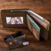Men's Custom Photo Engraved Wallet Bifold Short Wallet Brown First Father's Day Presents From Wife - firstfathersdaygifts