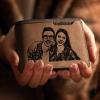 Men's Custom Photo Engraved Wallet Bifold Short Wallet Brown First Father's Day Presents From Wife - firstfathersdaygifts