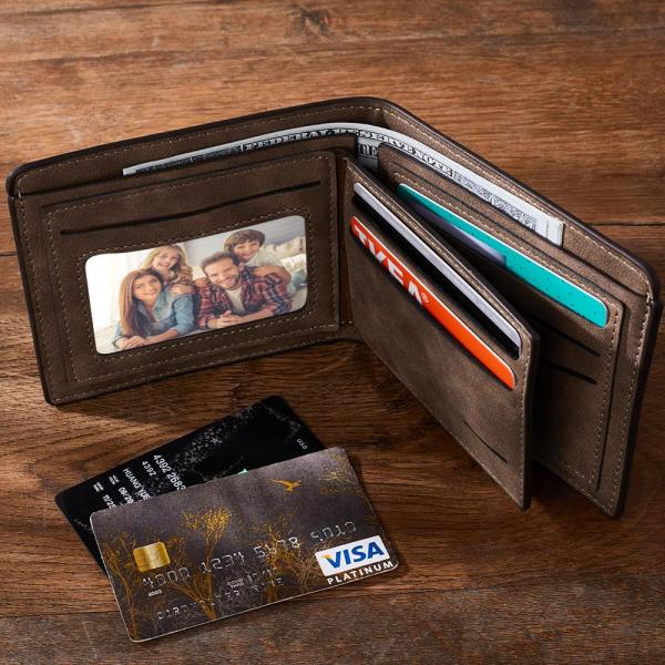Men's Custom Photo Engraved Wallet Short Wallet Coffee