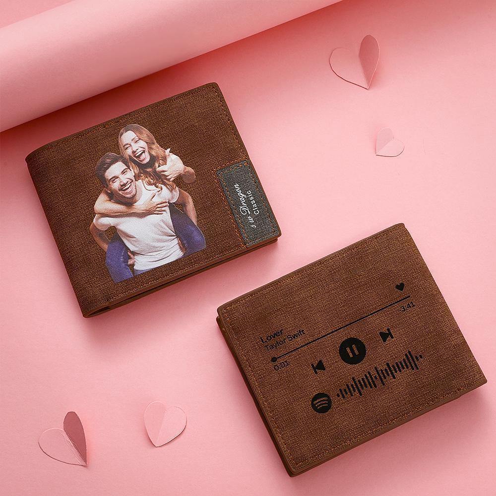 Scannable Spotify Code Wallet Photo Engraved Wallet Memorial Best Father's Day Gifts For New Dads For Husband - firstfathersdaygifts