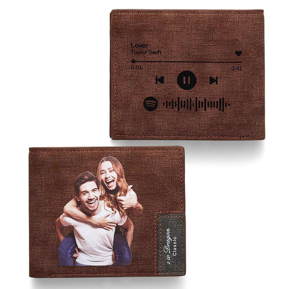 Scannable Spotify Code Wallet Photo Engraved Wallet First Father's Day Gifts For Him - firstfathersdaygifts