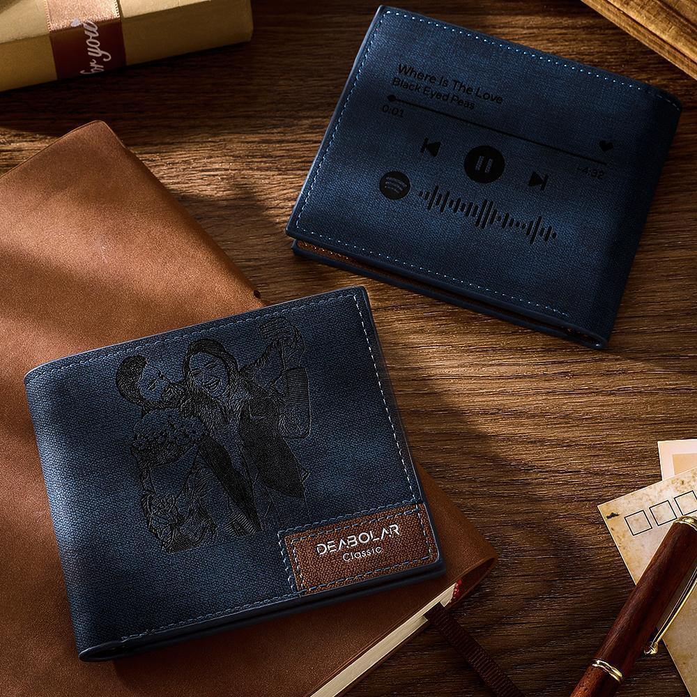 Scannable Spotify Code Wallet Photo Engraved Wallet First Father's Day Gifts For Him - firstfathersdaygifts