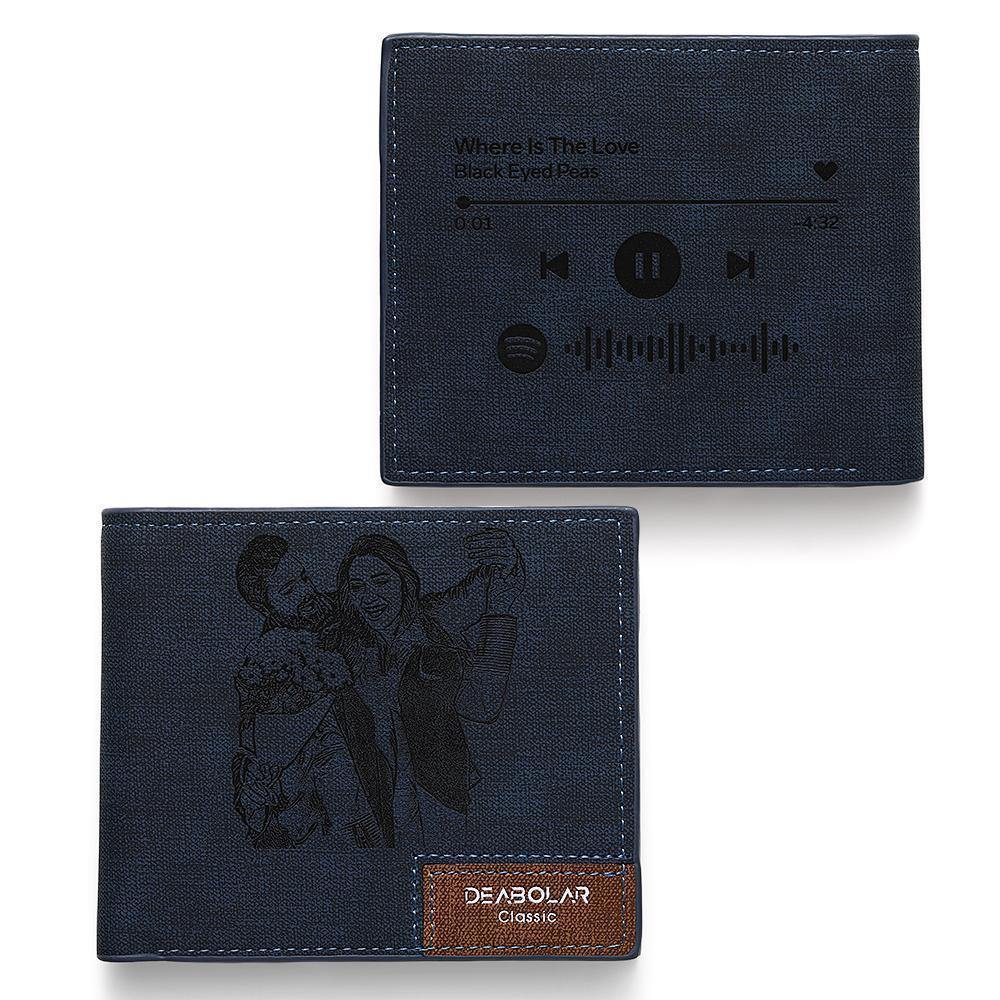 Scannable Spotify Code Wallet Photo Engraved Wallet First Father's Day Gifts For Him - firstfathersdaygifts