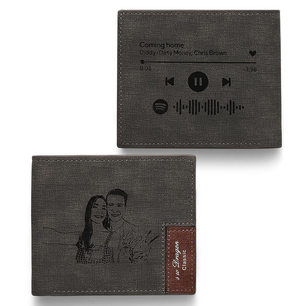 Scannable Spotify Code Wallet Photo Engraved Wallet First Father's Day Gifts For Him - firstfathersdaygifts