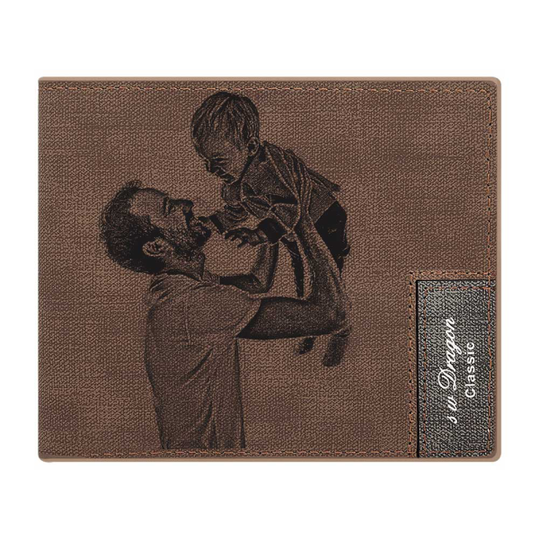 Men's Custom Photo Wallet Brown First Father's Day For Dad - firstfathersdaygifts