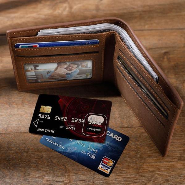 Men's Custom Photo Engraved Wallet Best Gift For First Time Dad For Him - firstfathersdaygifts