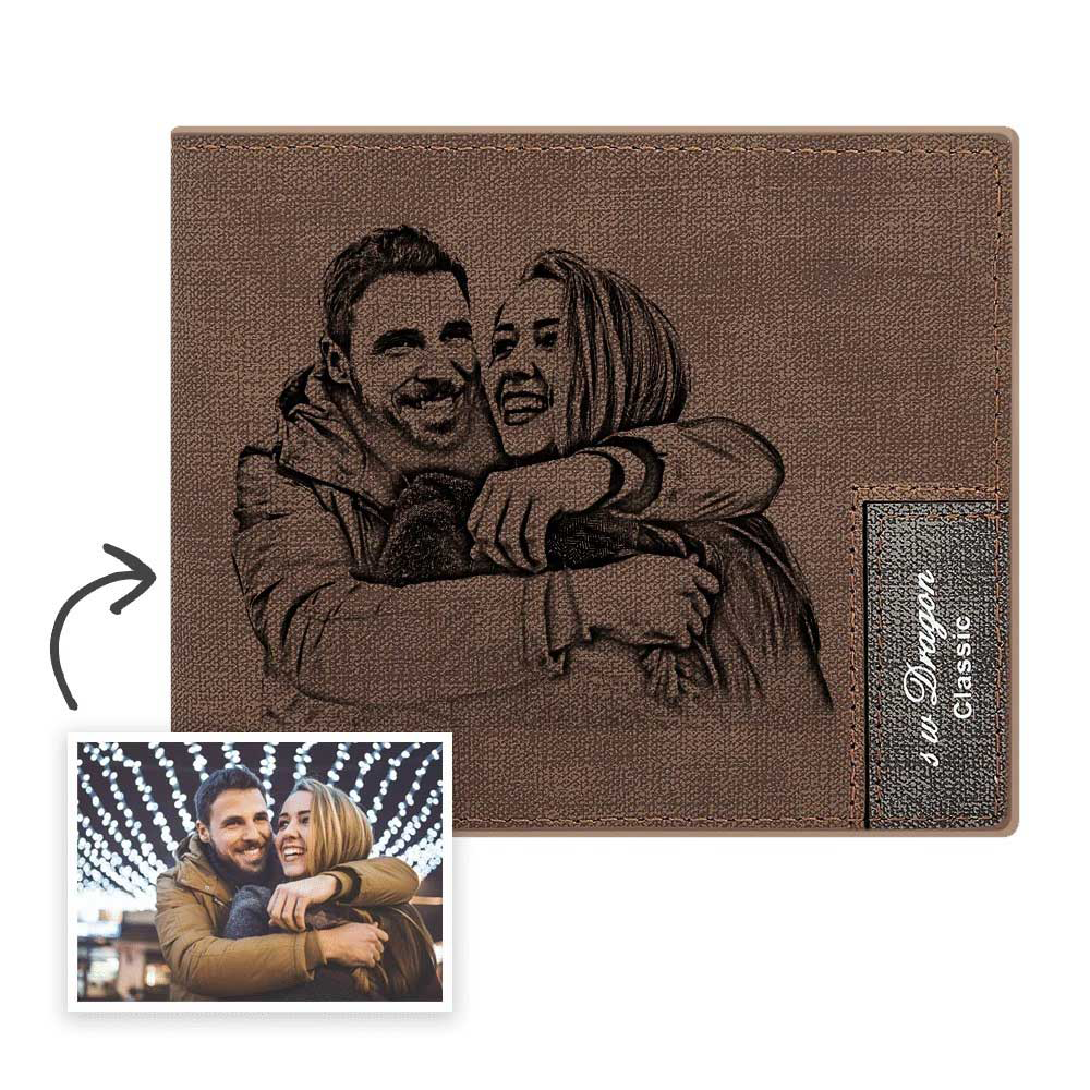Men's Bifold Custom Photo Wallet Brown Presents For New Dads For Dad - firstfathersdaygifts