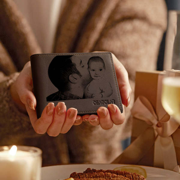 Gifts For Men Personalized Photo Wallet For Men Custom Photo Engraved Wallet