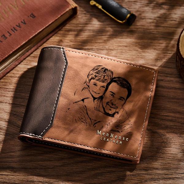 Custom Photo Engraved Wallet  Shadow Leather Simple Gifts - CustomPhotoWallet