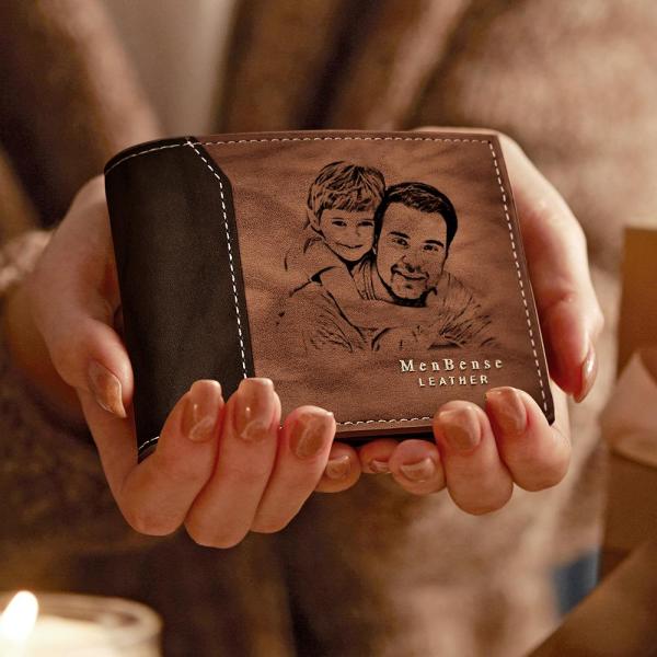 Custom Photo Engraved Wallet  Shadow Leather Simple Gifts - CustomPhotoWallet