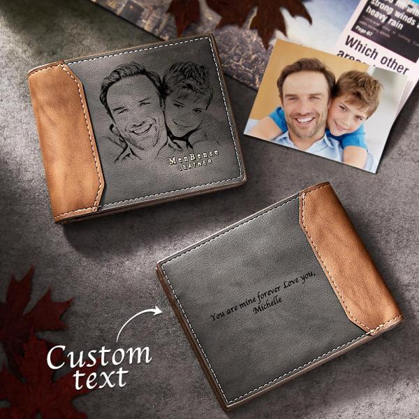 Custom Photo Engraved Wallet  Shadow Leather Simple Gifts - CustomPhotoWallet