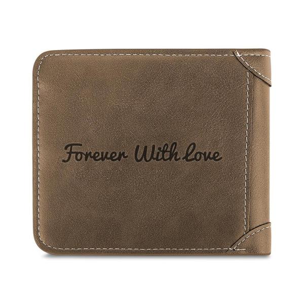 Men's Custom Photo Engraved Wallet Brown Leather Father's Day Gifts For First Time Dads For Him - firstfathersdaygifts