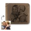 Men's Custom Photo Engraved Wallet Brown Leather Father's Day Gifts For First Time Dads For Him - firstfathersdaygifts