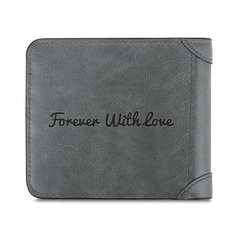 Men's Custom Photo Engraved Wallet Grey Leather Father's Fay Gifts For New Dads - firstfathersdaygifts