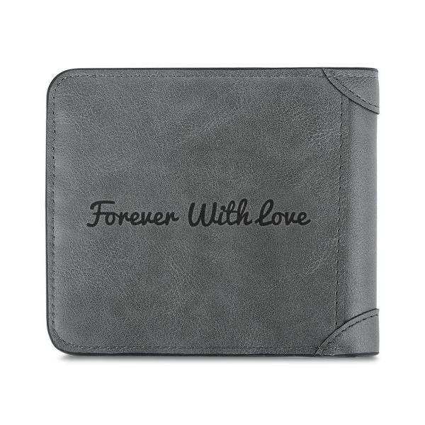 Men's Custom Photo Engraved Wallet Grey Leather Father's Fay Gifts For New Dads - firstfathersdaygifts