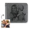 Men's Custom Photo Engraved Wallet Grey Leather Father's Fay Gifts For New Dads - firstfathersdaygifts