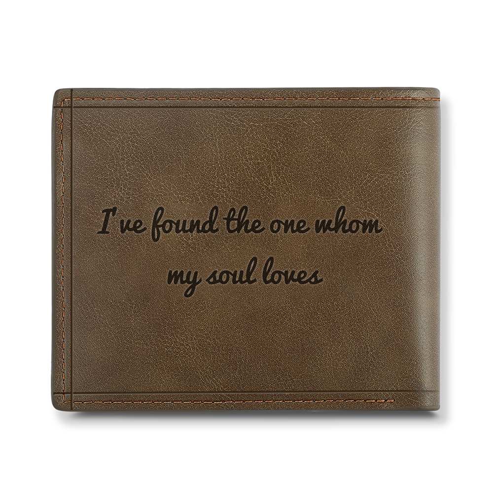 Men's Custom Photo Engraved Wallet Brown Leather New Dad Gift Ideas For Husband - firstfathersdaygifts
