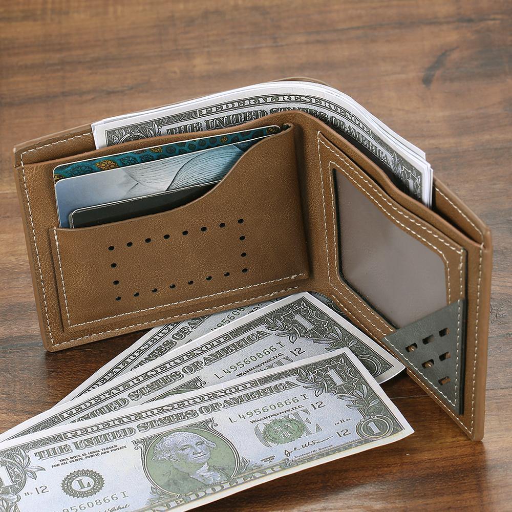 Men's Custom Photo Engraved Wallet Brown Leather New Dad Gift Ideas For Husband - firstfathersdaygifts
