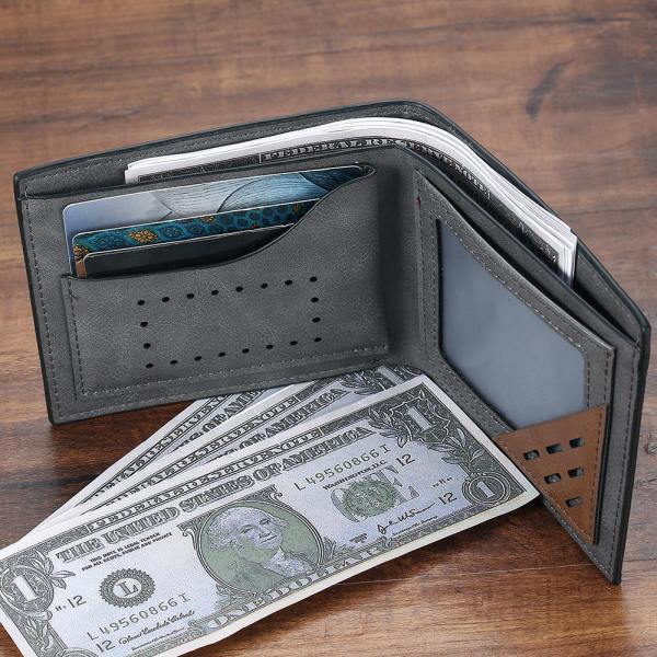 Men's Custom Photo Engraved Wallet Grey Leather Best First Father's Day Gifts For Dad - firstfathersdaygifts