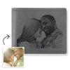 Men's Custom Photo Engraved Wallet Grey Leather Best First Father's Day Gifts For Dad - firstfathersdaygifts