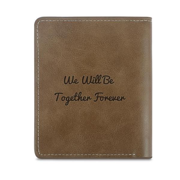 Men's Personalized Photo Engraved Wallet Brown Leather Birthday Gift For New Dad For Him - firstfathersdaygifts